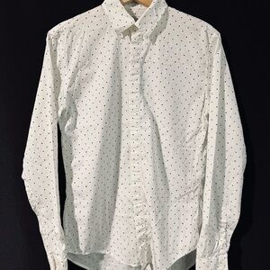 Burberry White and Black Polka Dot Men's Shirt